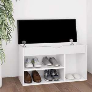vidaXL Lavica na topánky s vankúšom biela 80x30x47 cm drevotrieska