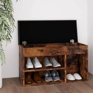 vidaXL Lavica na topánky s vankúšom tmavý dub 80x30x47 cm drevotrieska