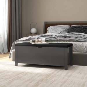 vidaXL Úložný box s vankúšom sivá 105x40x45 cm drevotrieska