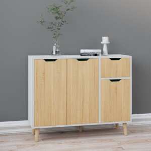 vidaXL Komoda biela a dub sonoma 90x30x72 cm drevotrieska