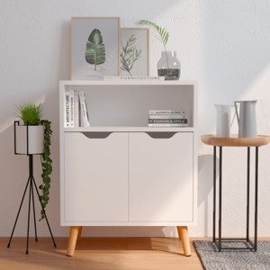 vidaXL Komoda lesklá biela 60x30x72 cm drevotrieska