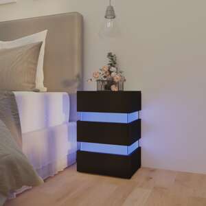 vidaXL Nočný stolík s LED, čierny 45x35x67 cm, kompozitné drevo