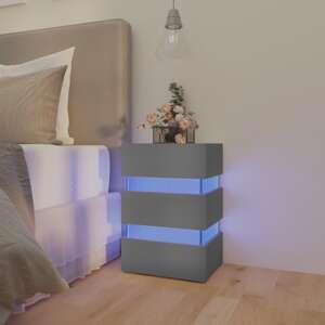vidaXL Nočný stolík s LED, sivý 45x35x67 cm, kompozitné drevo