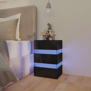 vidaXL Nočný stolík s LED, lesklý čierny 45x35x67 cm, kompozitné drevo