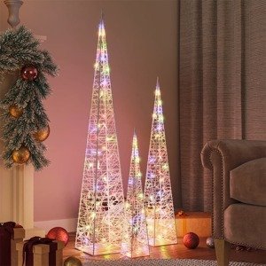 vidaXL Sada akrylových LED svetelných kužeľov farebné 60/90/120 cm