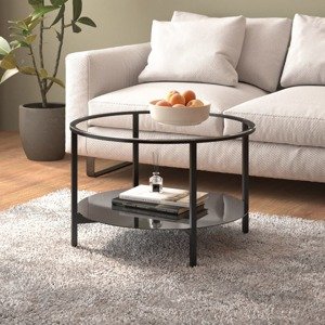 vidaXL Čajový stolík čierny a priehľadný 70 cm tvrdené sklo
