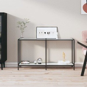 vidaXL Konzolový stolík biely 140x35x75,5 cm tvrdené sklo