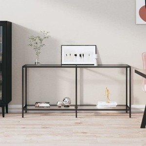 vidaXL Konzolový stolík priehľadný 160x35x75,5 cm tvrdené sklo