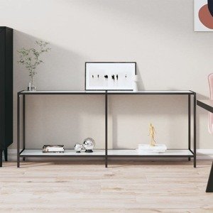 vidaXL Konzolový stolík biely 180x35x75,5 cm tvrdené sklo