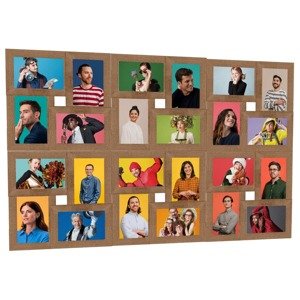 vidaXL Kolážový fotorámik na 24 fotiek (13x18 cm) bledohnedý MDF