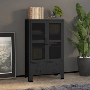 vidaXL Industriálna úložná skrinka, čierna 70x40x115 cm, kov