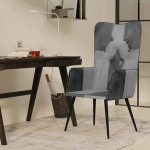 vidaXL Kreslo wingback sivé pravá koža
