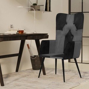 vidaXL Kreslo wingback čierne a sivé pravá koža