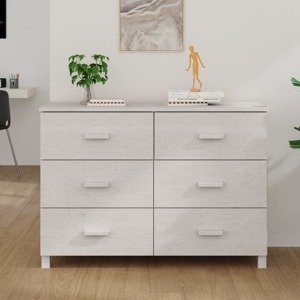 vidaXL Komoda HAMAR, biela 113x40x80 cm, borovicový masív