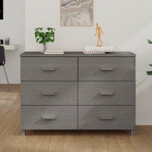 vidaXL Komoda HAMAR, svetlosivá 113x40x80 cm, borovicový masív