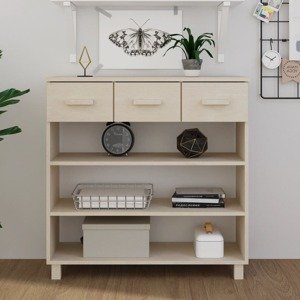 vidaXL Konzolový stolík HAMAR, medovo hnedý 90x35x90 cm, borovica