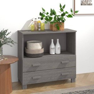 vidaXL Komoda HAMAR, svetlosivá 85x35x80 cm, borovicový masív