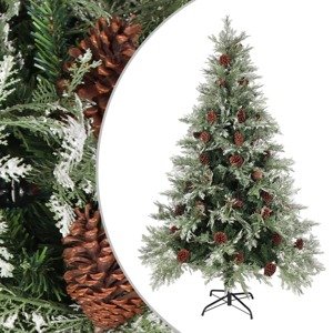 vidaXL Vianočný stromček, borovicové šišky zeleno-biely 120 cm PVC&PE