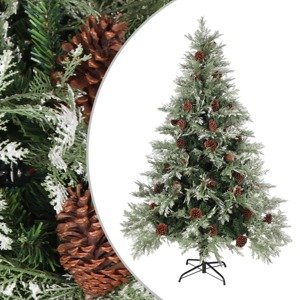 vidaXL Vianočný stromček a borovicové šišky zelený 150 cm PVC a PE