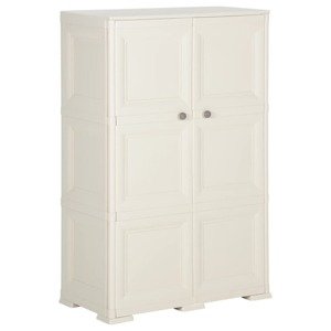 vidaXL Plastová skrinka 79x43x125 cm, drevený dizajn, vanilková