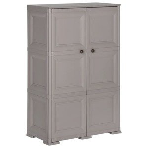 vidaXL Plastová skrinka 79x43x125 cm drevené prevedenie sivá