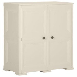 vidaXL Plastová skrinka 79x43x85,5 cm, drevený dizajn, vanilková