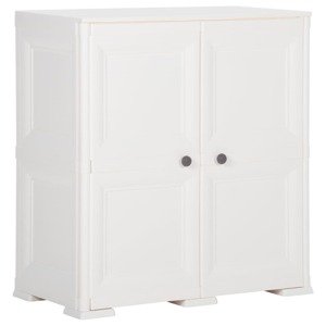 vidaXL Plastová skrinka 79x43x85,5 cm, drevený dizajn, angorská biela