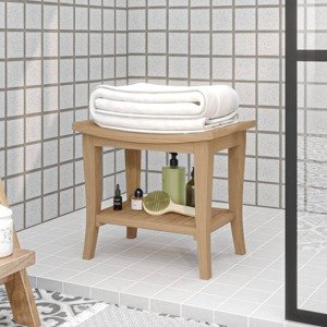 vidaXL Lavica do sprchy 50x35x45 cm, tíkový masív