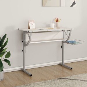vidaXL vidaX Písací stôl biely a sivý 110x53x(58-87) cm spracované drevo oceľ