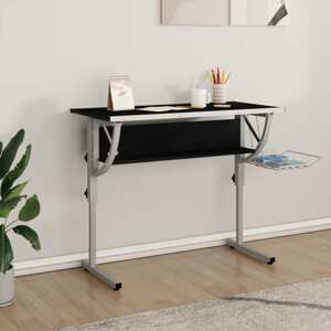 vidaXL vidaX Písací stôl čierny a sivý 110x53x(58-87)cm spracované drevo oceľ