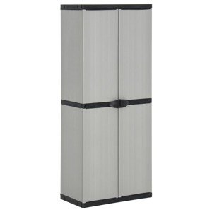 vidaXL Záhradná úložná skriňa s 3 policami sivá a čierna 68x40x168 cm
