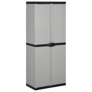 vidaXL Záhradná úložná skriňa s 3 policami sivá a čierna 68x40x168 cm