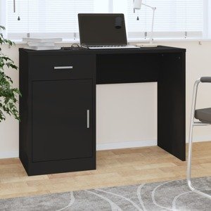 vidaXL Stolík so zásuvkami a skrinkou čierny 100x40x73 cm sprac. drevo