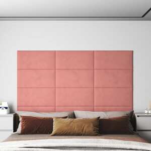 vidaXL Nástenné panely 12 ks ružové 60x30 cm zamat 2,16 m²