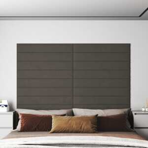 vidaXL Nástenné panely 12 ks tmavosivé 90x15 cm zamatové 1,62 m²