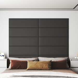 vidaXL Nástenné panely 12 ks sivé 90x30 cm umelá koža 3,24 m²