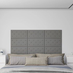 vidaXL Nástenné panely 12 ks sivé 60x30 cm umelá koža 2,16 m²