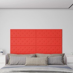 vidaXL Nástenné panely 12 ks červené 90x30 cm umelá koža 3,24 m²