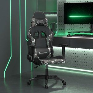 vidaXL Masážna herná stolička čierna a maskáčová umelá koža