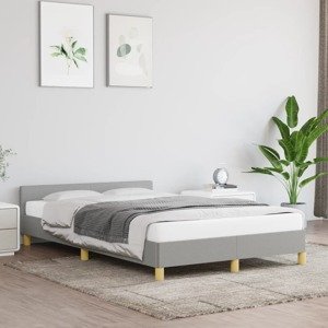vidaXL Posteľný rám s čelom bledosivý 120x200 cm látka