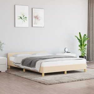 vidaXL Posteľný rám s čelom krémový 140x200 cm látka