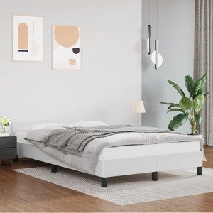vidaXL Posteľný rám s čelom biely 120x200 cm umelá koža