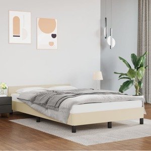 vidaXL Posteľný rám s čelom krémový 120x200 cm umelá koža