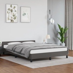 vidaXL Posteľný rám s čelom sivý 140x190 cm umelá koža