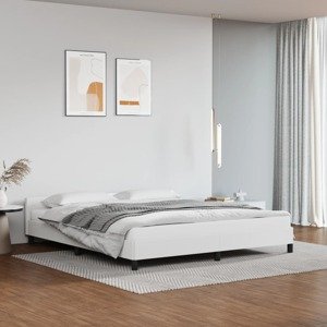 vidaXL Posteľný rám s čelom biely 160x200 cm umelá koža
