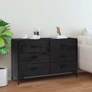 vidaXL Komoda čierna 110x35x70 cm masívna recyklovaná borovica