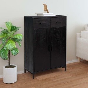 VidaXL Botník čierny 75x40x110 cm masívna recyklovaná borovica
