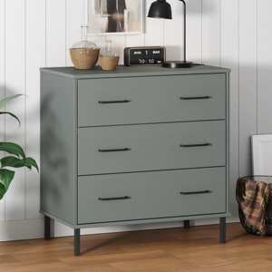 vidaXL Komoda s 3 zásuvkami sivá 77x40x79,5 cm masívne drevo OSLO
