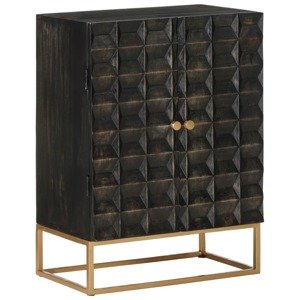 vidaXL Komoda čierna 55x34x75 cm masívne mangovníkové drevo a železo