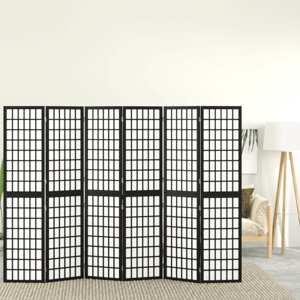vidaXL Skladací paraván so 6 panelmi japonský štýl 240x170 cm čierny